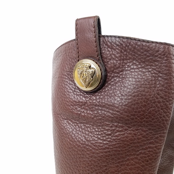 Gucci Brown Over the Knee Boots Sleek Leather Design - Picture 3 of 8